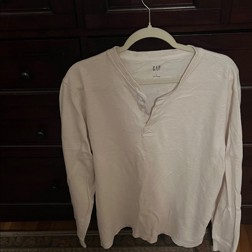 GAP Men's Off-White Long Sleeve Henley